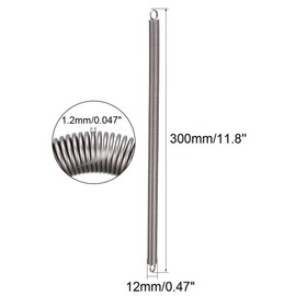 sourcingmap Extension Spring - 1.2mm Wire Dia , 12mm OD , 300mm Free Length Spring Steel Small Dual Hook Tension Spring 2pcs