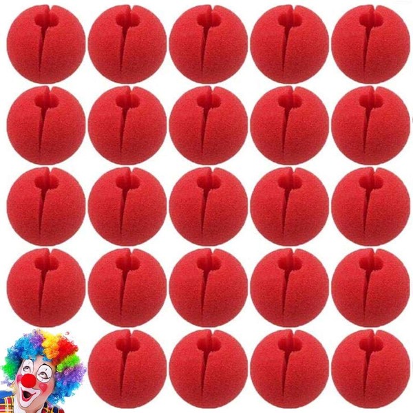 Poluka 24Pcs Red Clown Nose Foam Circus Comic Nose for Kids&Adults Role Cosplay Costume Trick Party Supplies Halloween Photo Prop Party Favors