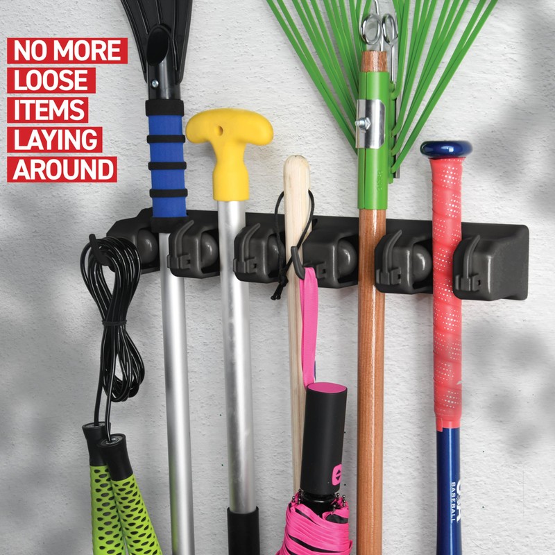 Mop and Broom Holder Wall Mount - Garage Storage Organizer