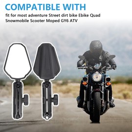 Adventure Motorcycle Mirrors Folable 360 Degrees Motorbike Rear View Mirror W/Ball-Head Universal 10MM 8MM Screw and 7/8" Handlebar for ATV ADV Dirt Street Bike Ebike Scooter Quad Moped