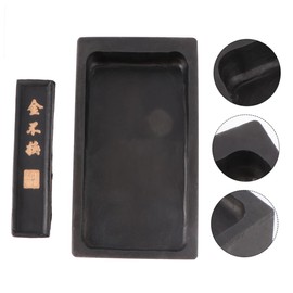 VILLCASE 1 Juego Inkstone Chino Caligrafía, Caligrafía Con Piedra De Tinta De 4 Pulgadas Y Barra De Tinta, Caligrafía Japonesa Bloque De Tinta Para Estudiantes De Pintura Escritura