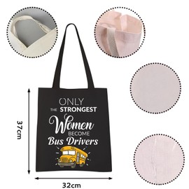 VAMSII School Bus Driver Tote Bag Bus Driver Appreciation Gifts for Women Funny Bus Driver Gifts Shoulder Bag(BLK-bus driver tote CA)