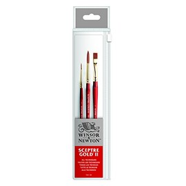 Winsor & Newton Sceptre Gold II Short Handle Brush, Pack of 3