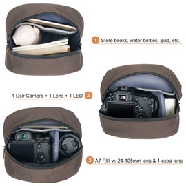 Besnfoto Bolsa para cámara DSLR pequeña mochila para fotógrafo, impermeable, bolsa de hombro compacta para calle, Café, Pequeño, Bolso bandolera bandolera