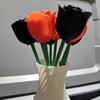 Handmade 3D Printed White Vase with 4 Red 4 Black