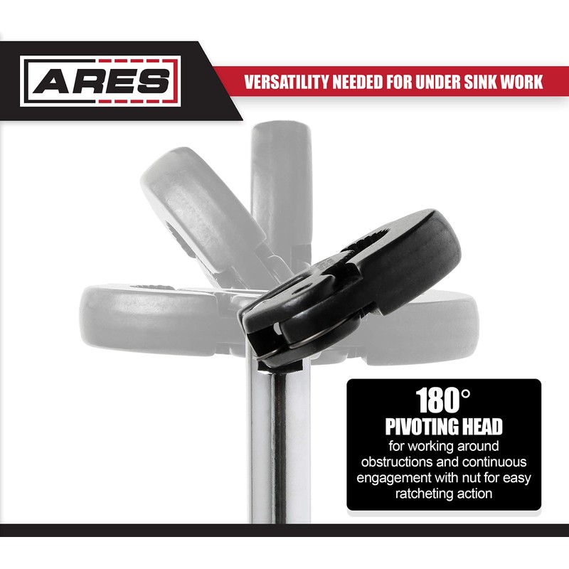 ARES 33004 - 11-Inch Basin Wrench with Adjustable Jaw -