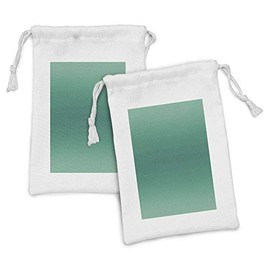 Ambesonne Ombre Fabric Pouch Set of 2, Ocean Sea Marine Life Space Waves Inspired Teal Colored Design Digital Print Image, Small Drawstring Bag for Toiletries Masks and Favors, 9" x 6", Teal