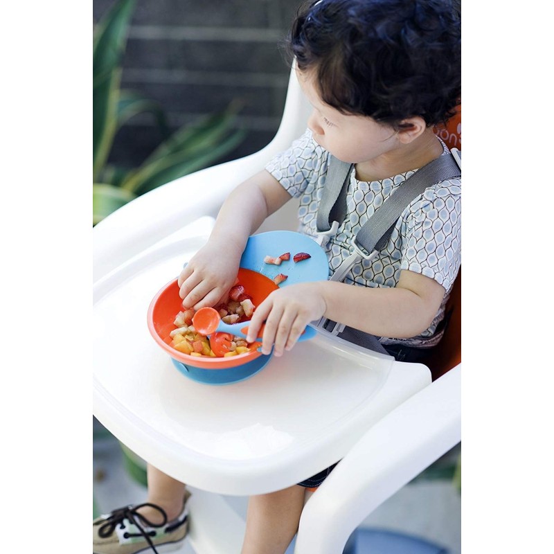 Boon Catch Bowl with Spill Catcher,Blue/Orange Color: Blue/Orange