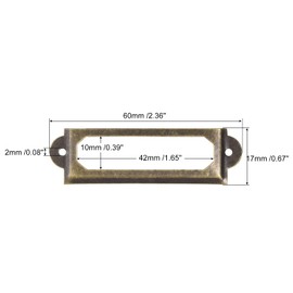 sourcing map Pack of 30 Metal Label Holders File Name Cards Frame for Library Drawer Bronze Tone 60 x 17 mm