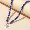 108 Mala Beads Lapis Lazuli Necklace Lotus Charm Prayer Meditation