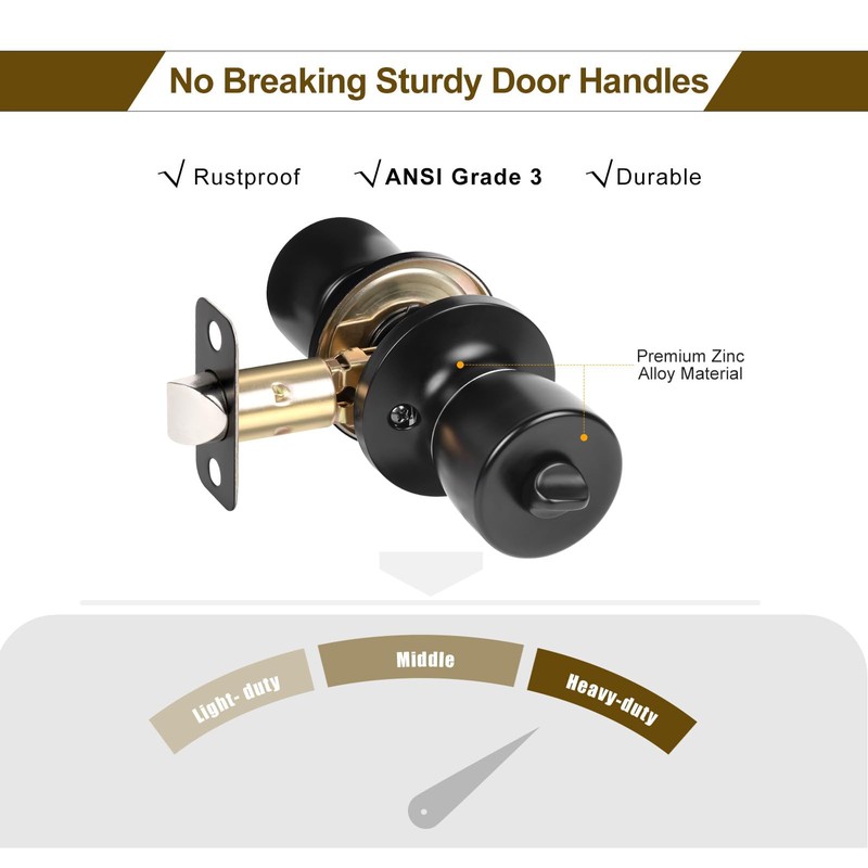 HOSOM Door Knobs Interior Privacy Door Knob Bedroom Bathroom Door