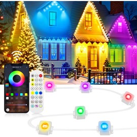 Permanent Outdoor Lights with App & Remote, 200ft 120LEDs Smart Eaves Lights IP68 Waterproof, Year-Round House Roof Outdoor Lighting for for Christmas Decorations, Holiday
