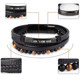 Merclix Leather Bracelet, I Love You Gifts for Men, Dads, Husbands, Christmas/Valentine's Day/Father's Day Gifts, Leather