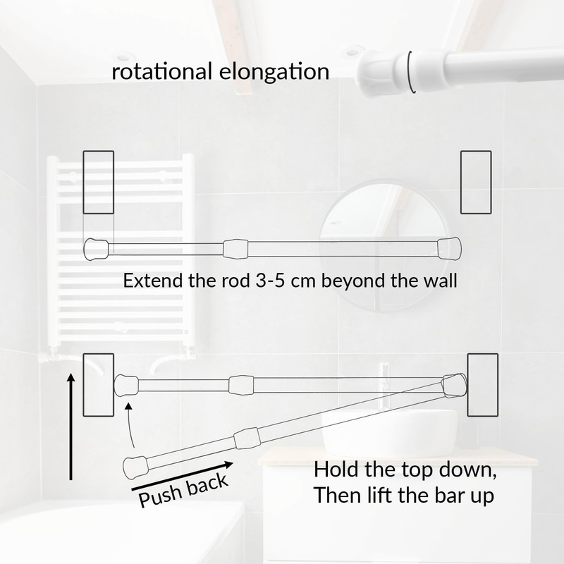 Tabanzhe Curtain Rods-2PCS Extendable Curtain Rod 30-50cm Long Adjustable Tension