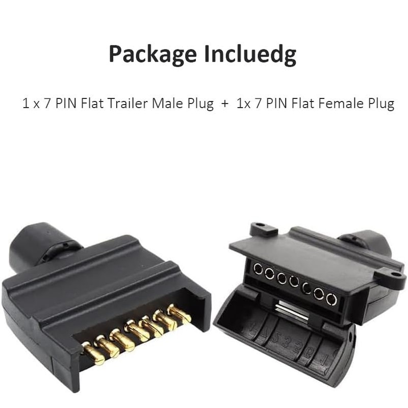7 Pin Flat Trailer Plug Male & Female Socket Set,