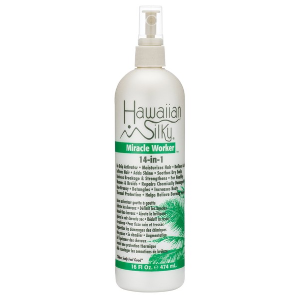 Hawaiian Silky 14-In-1 Leave In Keratin Oil, 16 oz Frizz-Free Treatment - Jojoba Oil Enriched - Damaged Scalp Solution - for Color Treated Hair Men, Women and Kids