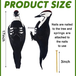 Lenwen 17 Inch Woodpecker Deterrents Woodpecker Effigy Decoy Simulated Decoration Feather Black Realistic Woodpecker Let The Woodpecker Leave Your House for Outdoor Garden Backyard Decorations (1 Pc)