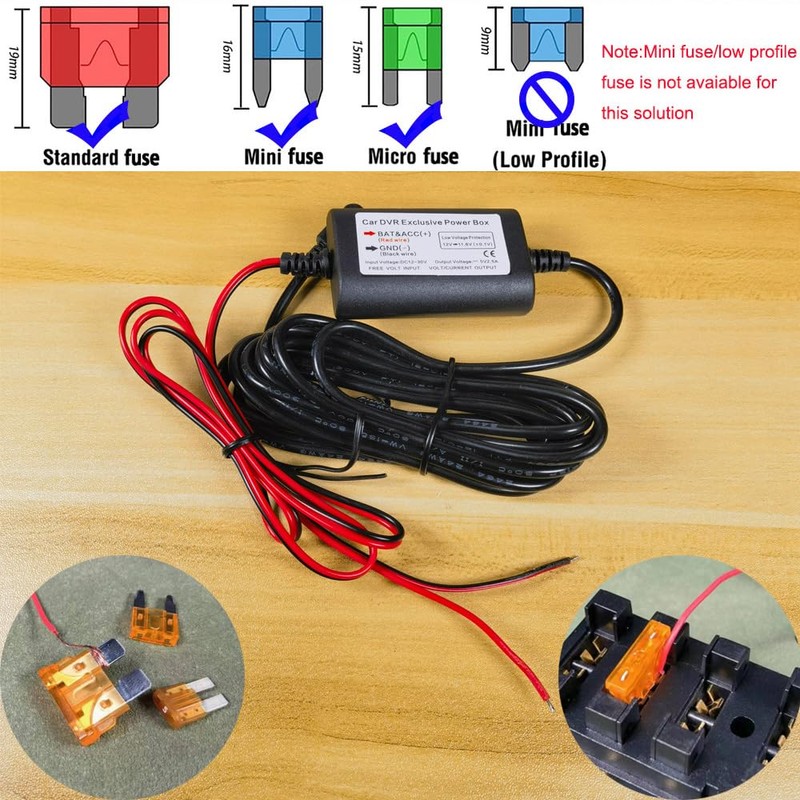 GUUZI Micro Dash Cam Hardwire Kit for Dash Camera, Car
