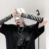 Black White Stripes Knitted Long Gloves Winter Over Elbow Mittens