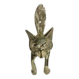 Fenzo Brass Fox Door Knocker Vintage Retro Style Antique Handcrafted Loud Front Door Knocker, Decorative Animal Design Home Porches Accessories, Easy to Install (Golden)