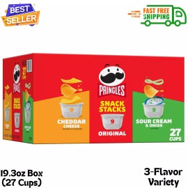 Pringles Potato Crisps Chips, Lunch Snacks, On-the-Go Snacks, 19.3oz Box 27 Cup.