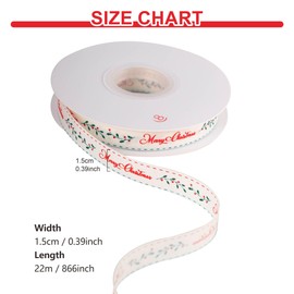 15mm Merry Christmas White Ribbon Christmas Ribbon for Gift Wrapping 36m, White Christmas Ribbon Thin Christmas Satin Ribbon for Present Wrapping Ribbon Xmas Gift Bags Bow Crafting Decoration Ribbon