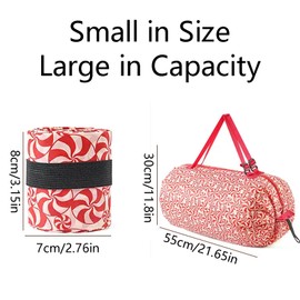 Xoxel Japanese Compact Foldable Shopping Bag Windmill Pattern Design,Large capacity 50L, Unisex Eco-Friendly Reusable Tote Red