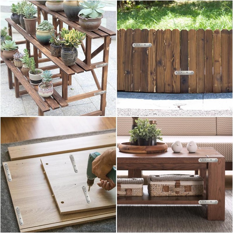 16 Pack 3 Inch Straight Flat Brace, Stainless Steel Flat