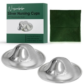 NISXABEBE Silver Nipple Shields, 999 Silver Cups for Breastfeeding, Essentials Breast Shields for Nursing Newborns, Silver Nipple Guards and Pads-Trilaminate 999 Silver(Maxi)