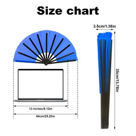 BOXOB Large Foldable Hand Fan, Plastic Fabric Rave Folding Held Handheld Fan Manual Portable for Line Dancing Wedding Party Decoration Performance Supplies (Royal Blue)