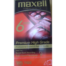 Maxell T-120 Premium High Grade Video Cassette Tape - 6 Hours in EP Mode - Profession Sound and Picture Quality - Ideal for Special Event Recording and Digital Satellite Broadcasts