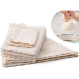 Wandefol Etamine Natural Cotton Cloth Filter Cloth Gauze Food Kitchen Square Towels Round 50 x 50 cm, Milk Bag 17.5 x 13.5 cm, Pack of 5