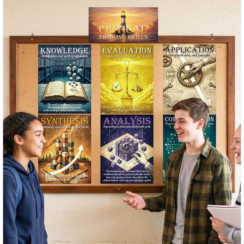 7Pcs Thinking Poster Social Studies Bulletin Board Decoration for Classroom