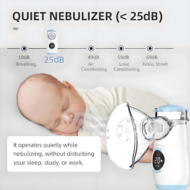 JiaoZoum Nebulizer, Portable Nebulizer with Intuitive LED Interface and Auto-Cleaning,