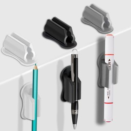 Adhesive Pen Holder for Wall Pencil Holder for Desk, 6Pack Silicone Pen Holders for Clipboard, Marker Holder Sticky Pen Holder for Desk Organizer, Teacher Supplies for Classroom (2black+2white+2grey)