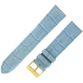 Watch Band Blue Genuine Leather Crocodile Grain 14 millimeter Tech Swiss