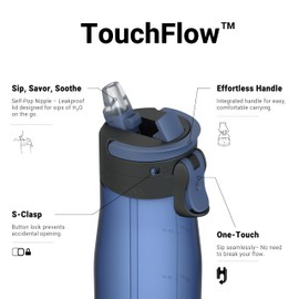 Sparrow Water Bottle 1L - One-Tap TouchFlow Water Bottles with Straw - Non-Toxic - BPA Free Tritan Bottles - Leak Proof & Sustainable Drinks Bottle for Sports, Outdoors