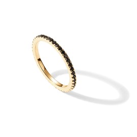 PAVOI 14K Gold Plated Sterling Silver Colored CZ Stones Stackable Ring | Simulated Diamond Eternity Bands for Women, 6, Rose Gold, black cz - rose gold