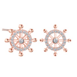 MOOFUN Zircon Small Sun Stud Earrings Rose Gold Women's Earrings Stud 925 Silver Earring Cute Windmill Earrings for Mum Girlfriend Girls Sister Women Gift Birthday Gift, Sterling Silver Sterling