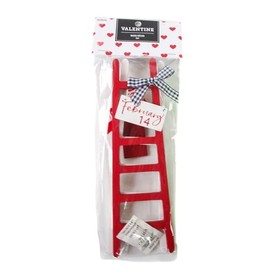 Valentine Crafts Mini Valentine's Day Ladder Mini Decor - 8 x 2 Inches - 2 Pieces (Red & White)