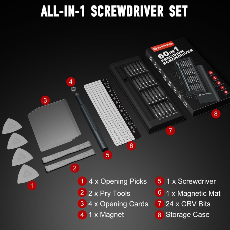 SHARDEN Precision Screwdriver Set, 60 in 1 Screw Driver Set