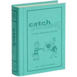 WS Game Company Catch Phrase Game Vintage Bookshelf Edition in Linen-Wrapped Book Case - Electronic Timer & 16 Double-Sided Disks Featuring 2,300+ Words, Classic Party Games, Ages 12 and Up