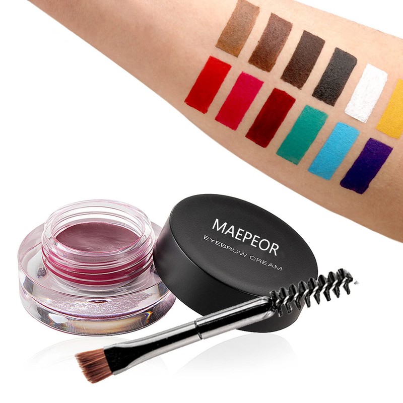 MAEPEOR 12 Colors Eyebrow Pomade Full-pigmented Long Lasting Waterproof Eyebrow