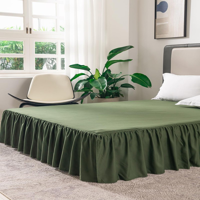 Green Bed Skirt Full Size Ruffled Bed Skirt with Split