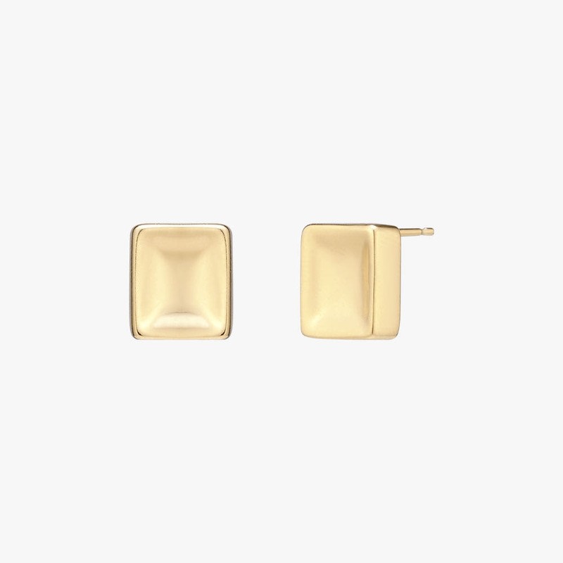 Gold&Deer 14K Goldfield Modern Bold Square Earrings White Gold /