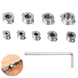 Alriedy Depth Stop for Drill 8-Piece Drill Depth Stop Set, Drilling Depth Limiter with Allen Key, Depth Stop for Drill 3-10 mm, Precise Drilling Depth Control for Wood and Dowel Work
