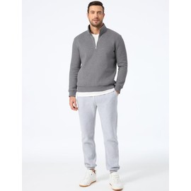 JMIERR Mens Long Sleeve Athletic Half Zip Sweatshirt Casual Fleece-Lined Heavy Weight Solid Color Sweat Tops Mock Neck Outdoor Gym Pullover Business Sweaters Dark Grey XXX-Large