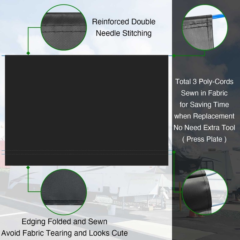 Leaveshade RV Awning Fabric Replacement Motorhome Camper Trailer Awning Fabric