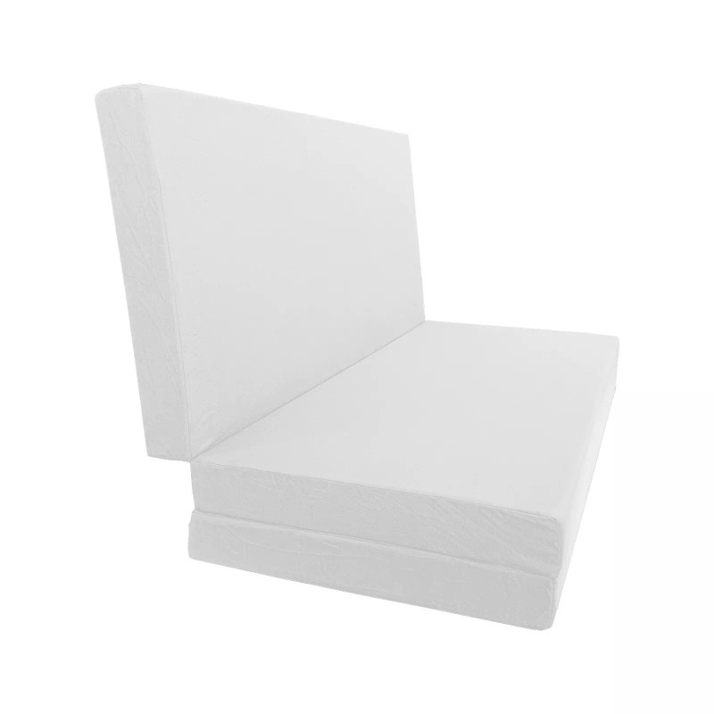 Danfuton White Full Trifold Foam Bed, Shikibuton, Foldable Ottoman Mat