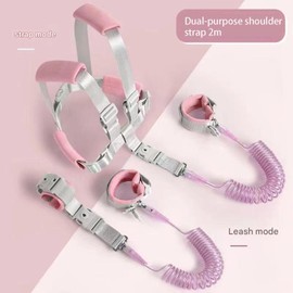 Taicols Arnés para niños con correa, arnés de seguridad que brilla en la oscuridad, seguridad para niños pequeños, soporte para caminar para niños, correa de asistente(Rosa, 1.5m)